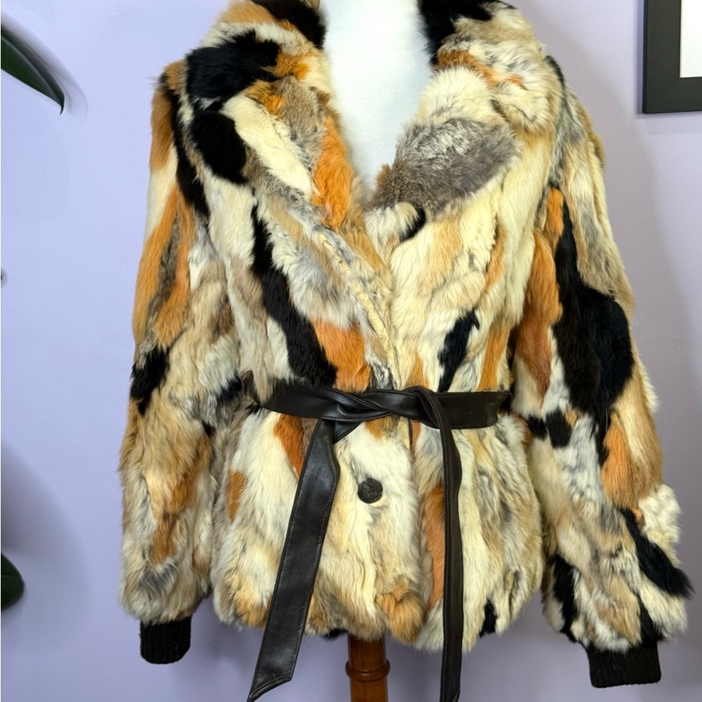 Vintage 70's Multicolor Rabbit Fur Coat